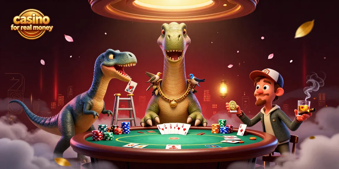 Experience an engaging casino for real money adventure with cartoon dinosaurs and vibrant gaming elements.