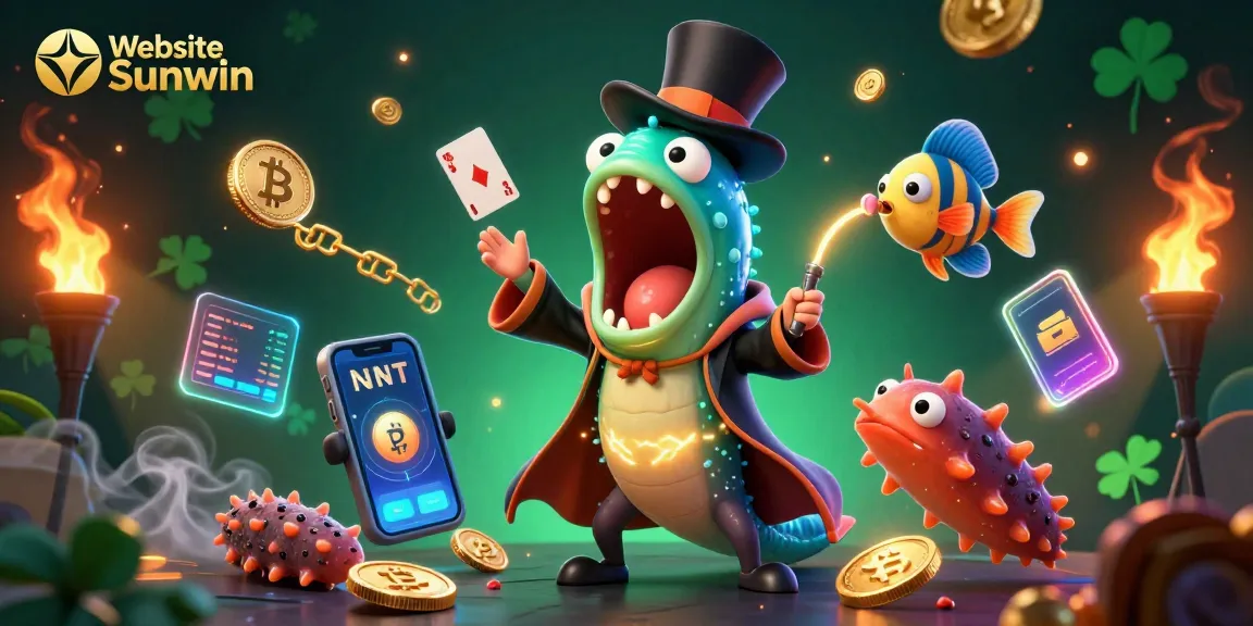 Engagingly play at Website Sunwin while witnessing a magician eel perform tricks amidst vibrant 3D crypto elements.